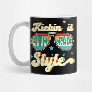 Retro Kickin It 4th Grade Style Teacher Back To School Gift For Boy Girl Kids Mug